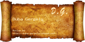 Duba Gergely névjegykártya